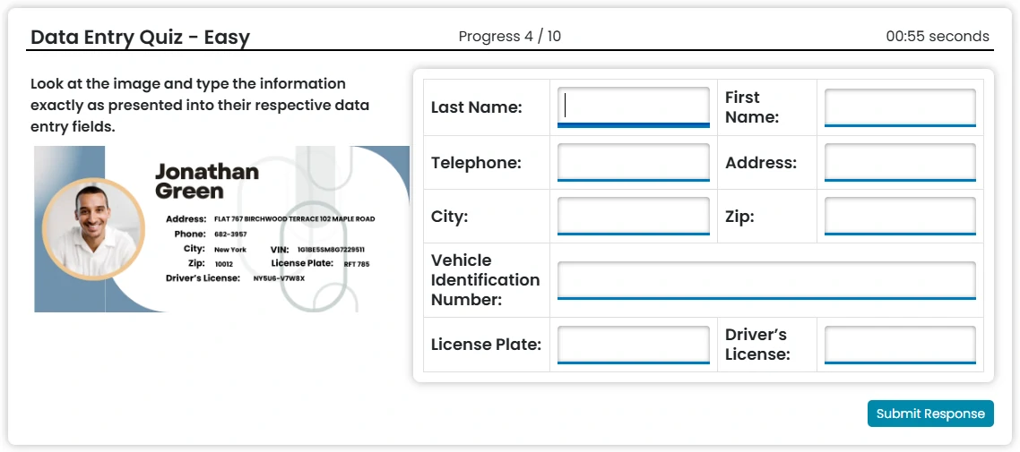 CritiCall Practice Test - Data Entry - Image Question