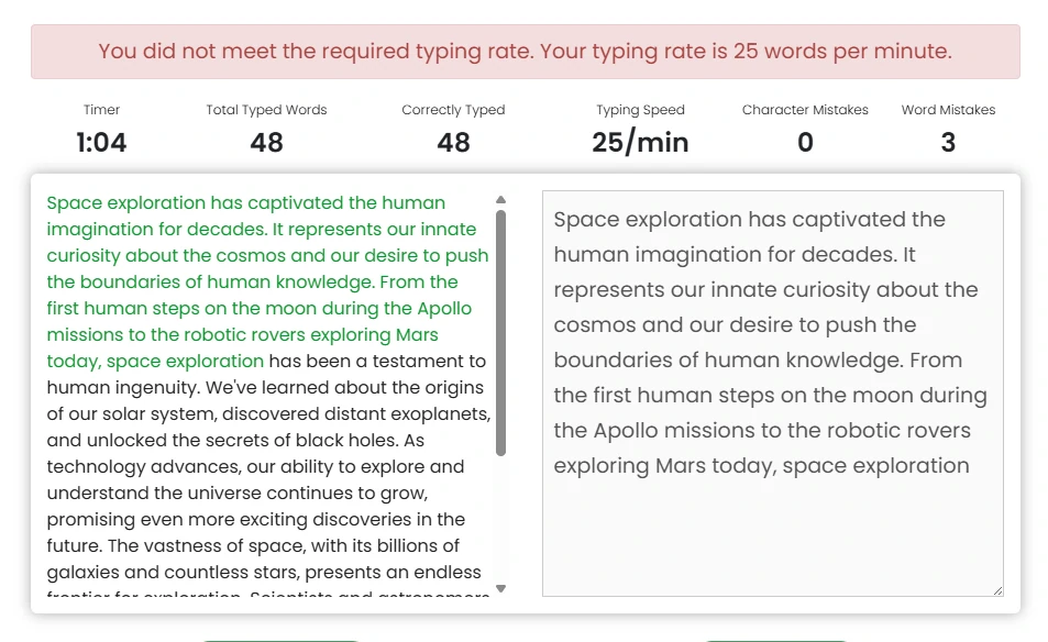 CritiCall Practice Test - Keyboarding Result