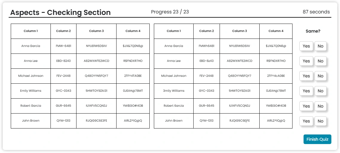 Talent Q Aspects - Checking Question